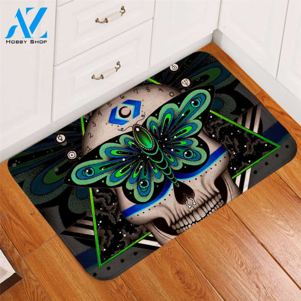 Moth Skull Door Mat