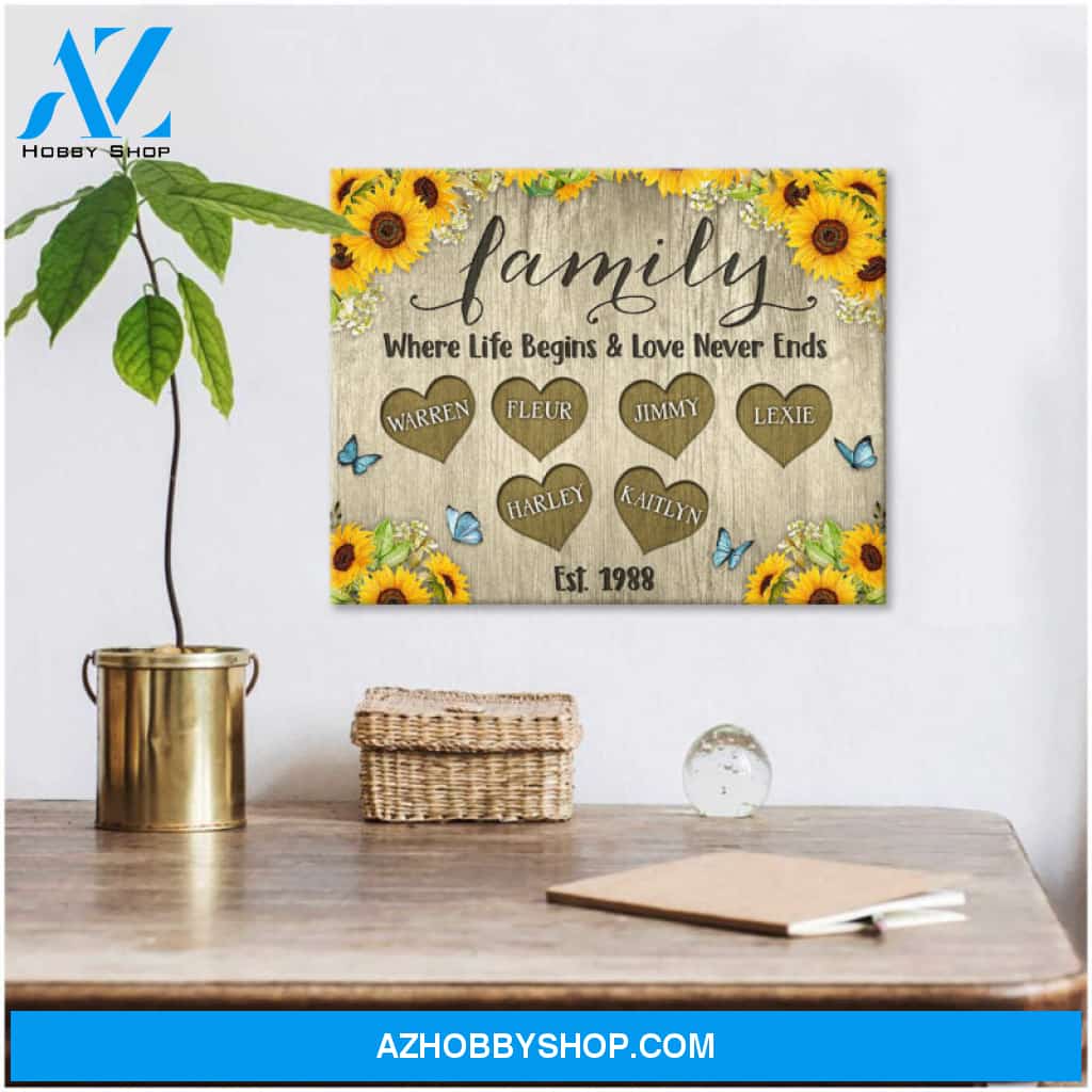 Mother's Day Gift For Grandma Personalized Names Family Canvas Wall Art
