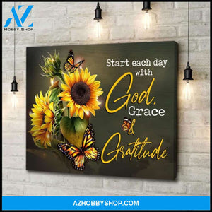 Butterfly Canvas Wall Art- Motivational Quotes Canvas - Butterfly God, Grace And Gratitude Canvas