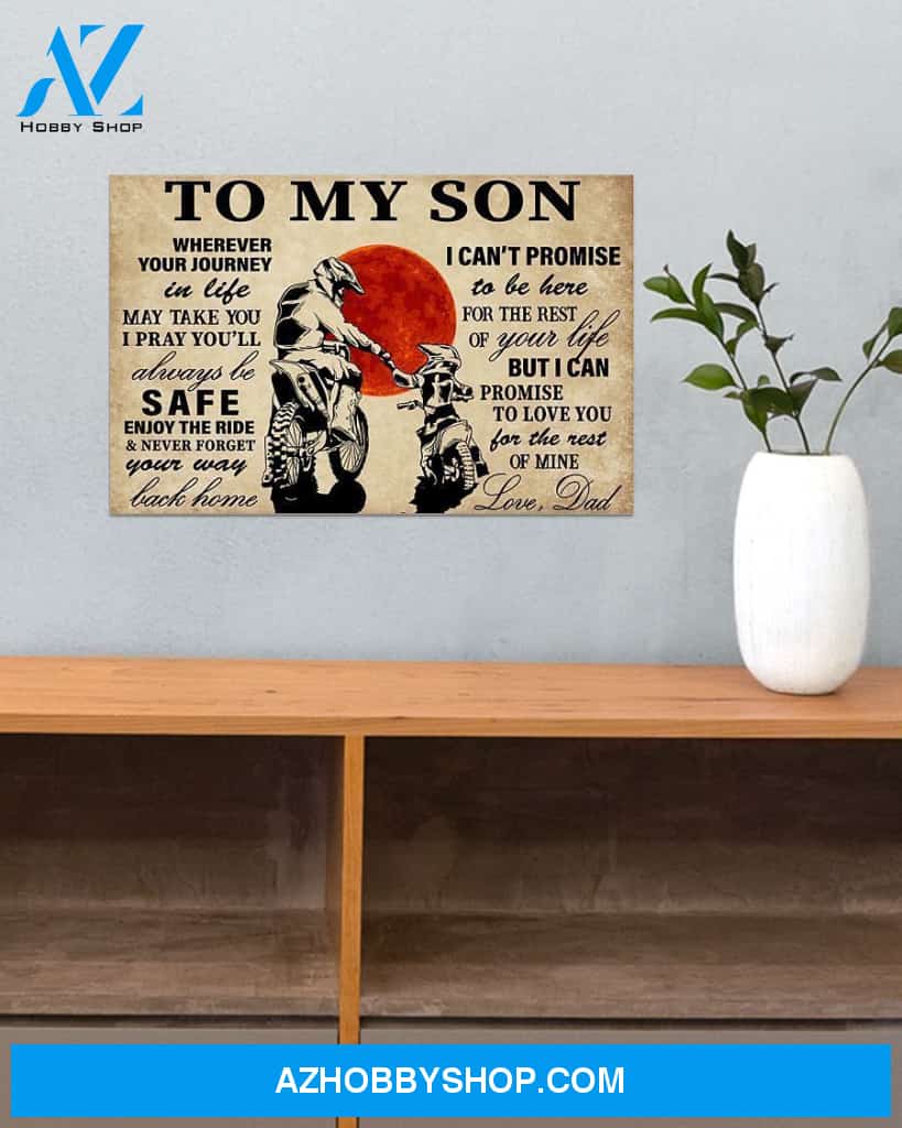 Motorcycle Rider To My Son Canvas Decor, Wall Decor Visual Art