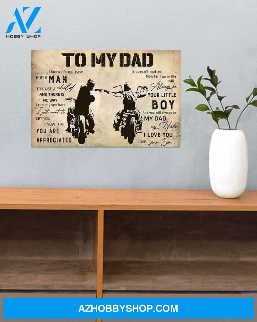 Motorcycle To My Dad Art Canvas, Wall Decor Visual Art