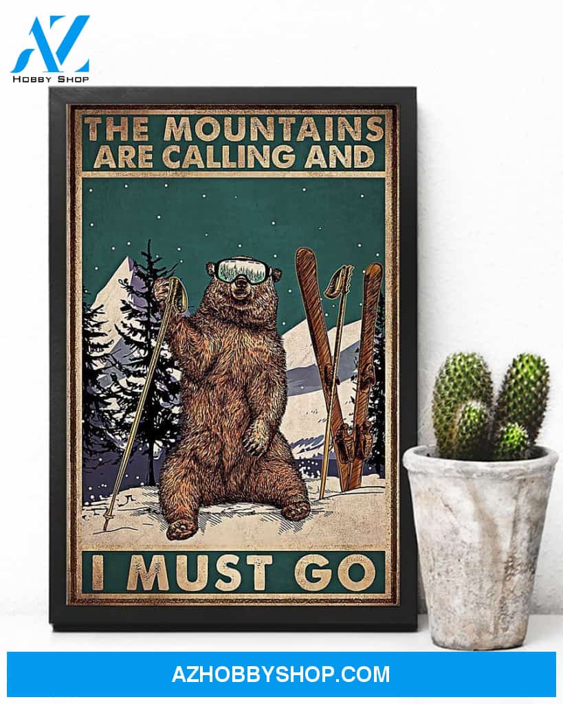 Mountain Calling Skiing Vertical Canvas Prints, Wall Decor Visual Art