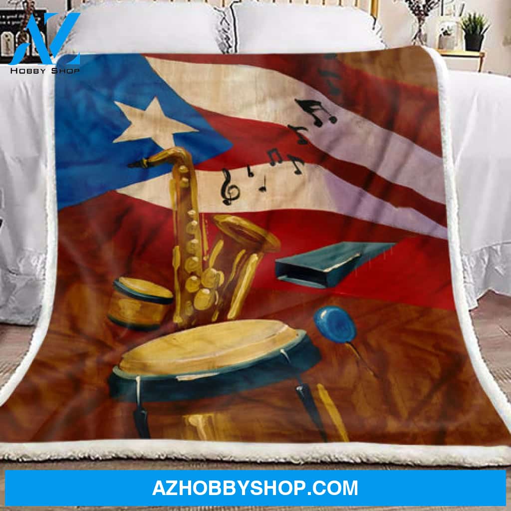 Music Blanket, Puerto Rico Music Instruments Fleece Blanket