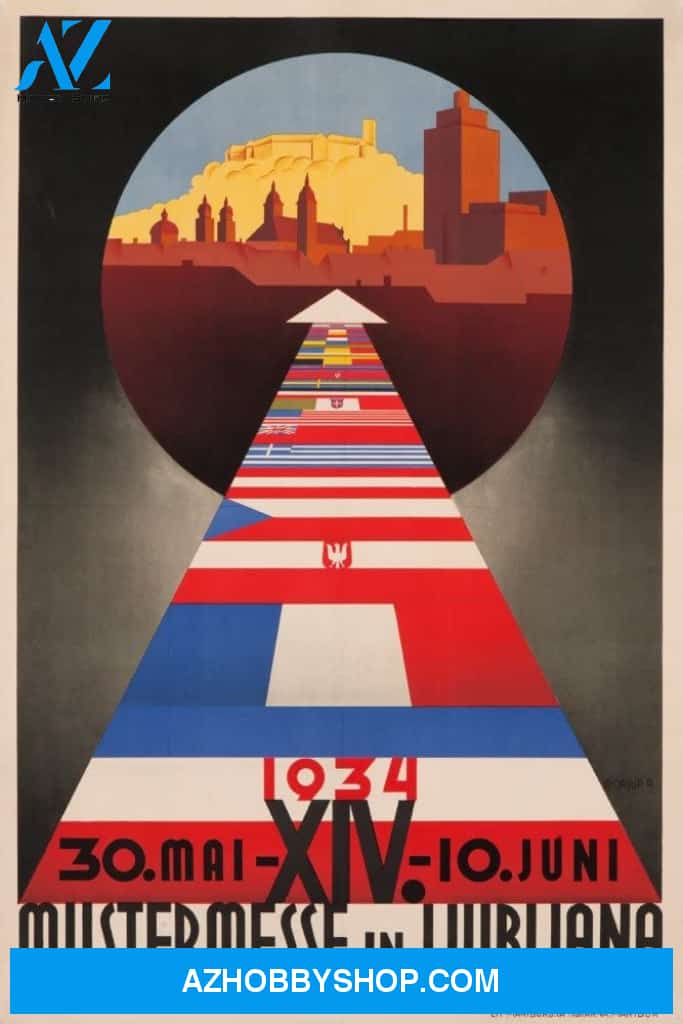 Mustermesse In Ljubljana Vintage Poster Yugoslavia Slovenia C. 1934