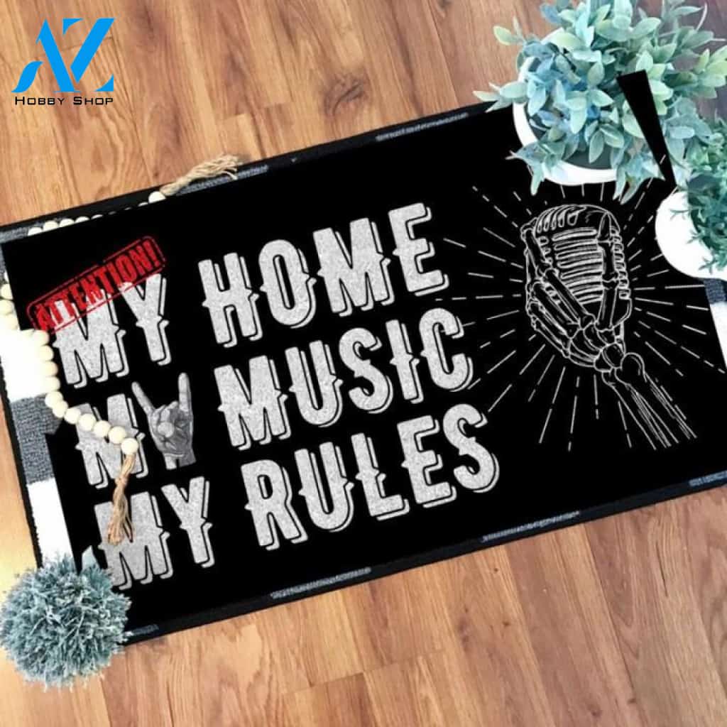 My home, my music, my rules Doormat | Welcome Mat | House Warming Gift