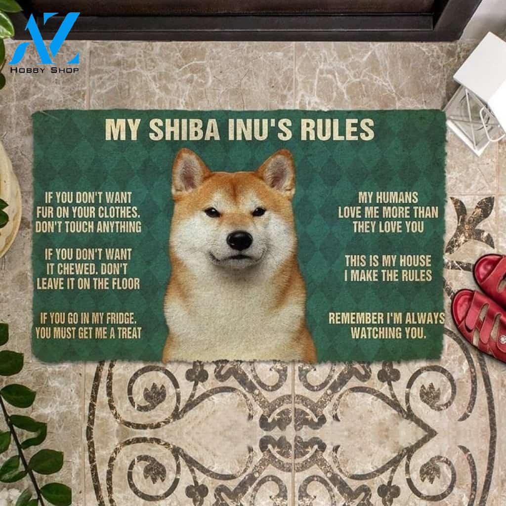 My Shiba Inu's Rules Doormat Welcome Mat Housewarming Gift Home Decor Funny Doormat Gift For Dog Lovers