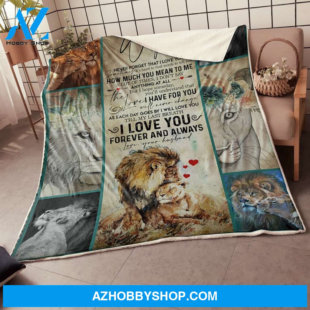 My Wife Lion Couple How Much You Mean To Me Gift From Husband Fleece Blanket