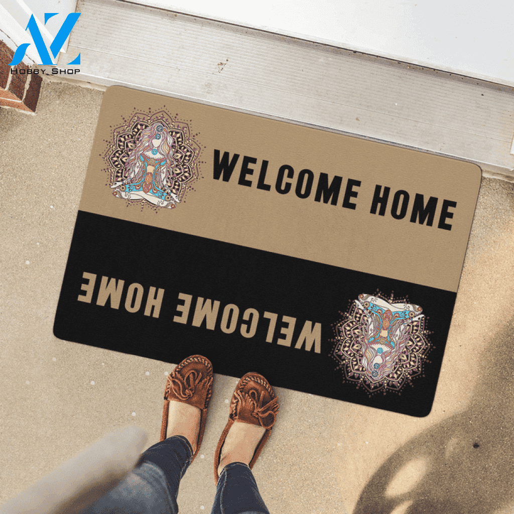 Namaste Yoga Hippie Welcome Home Indoor And Outdoor Doormat Warm House Gift Welcome Mat Birthday Gift For Yoga Lovers
