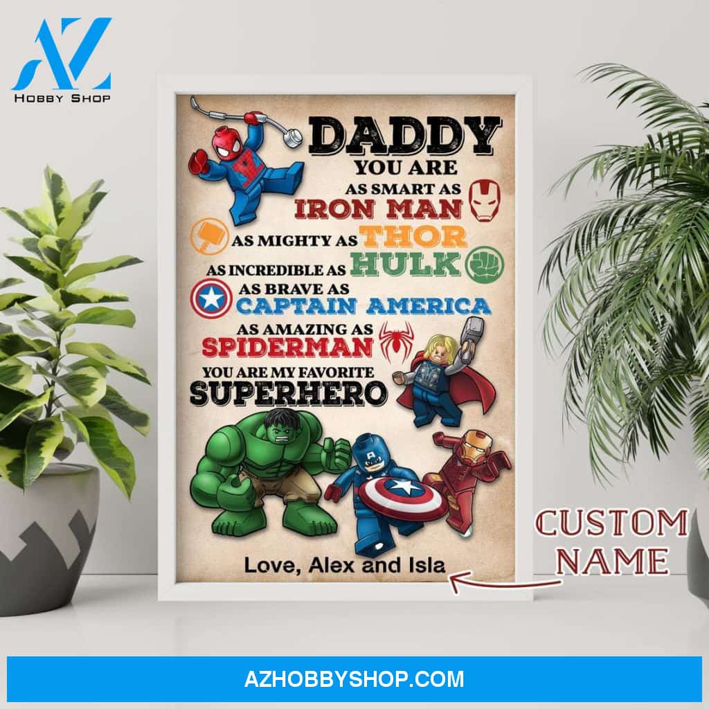 Name Daddy You Are My Favorite Superhero Canvas And Poster, Wall Decor Visual Art, Gift Father's Day