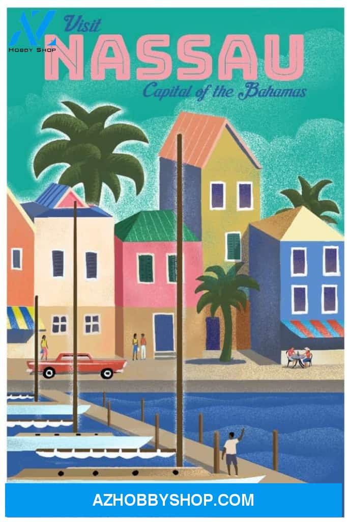 Nassau Bahamas Waterside Dock Lithograph