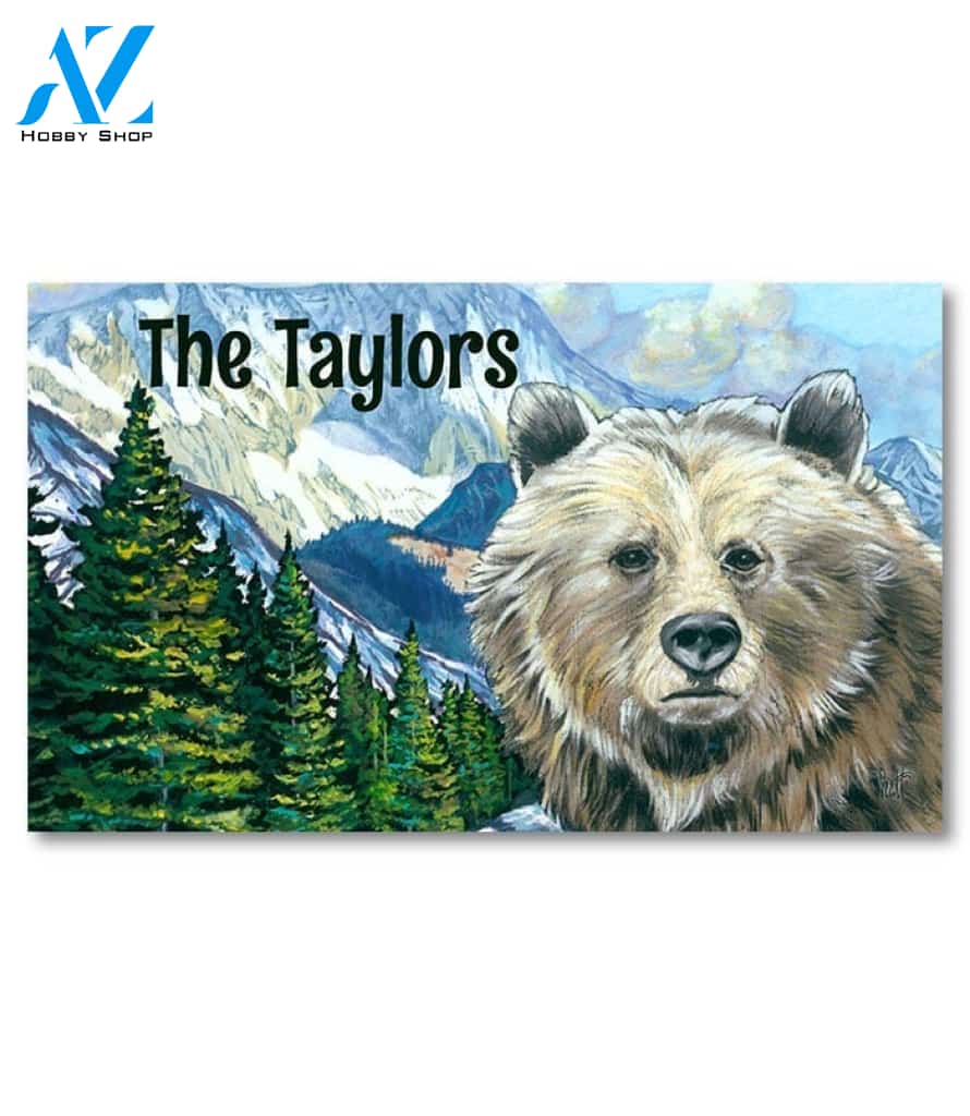 Nature Calling Bear Personalized Doormat - 18" x 30"