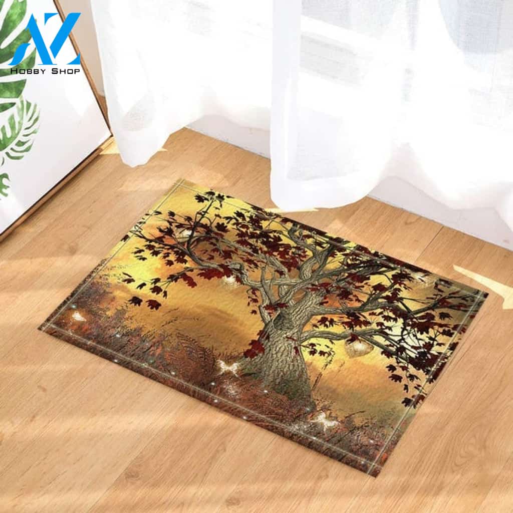 Nature Fantasy Life Tree With Butterflies Doormat Floor Rug Housewarming Gift Home Living Home Decor Funny Doormat Gift Idea