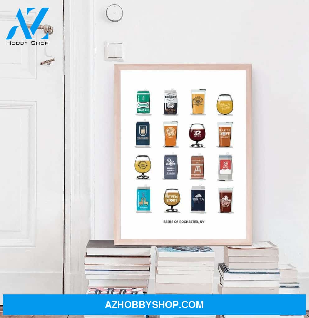 NEW! Beers of Rochester Canvas And Poster, Wall Decor Visual Art