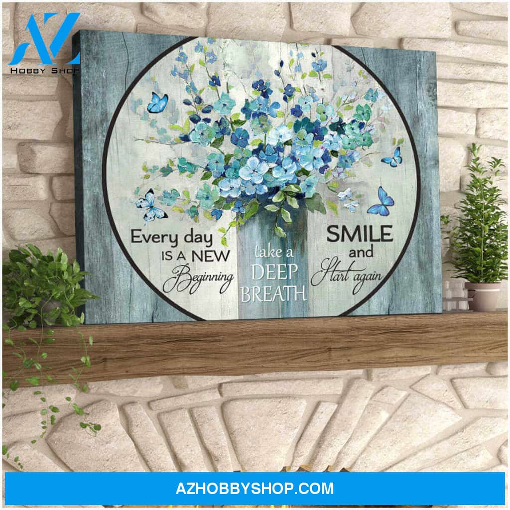 New Beginning Butterfly and Flowers Canvas Wall Art Decor