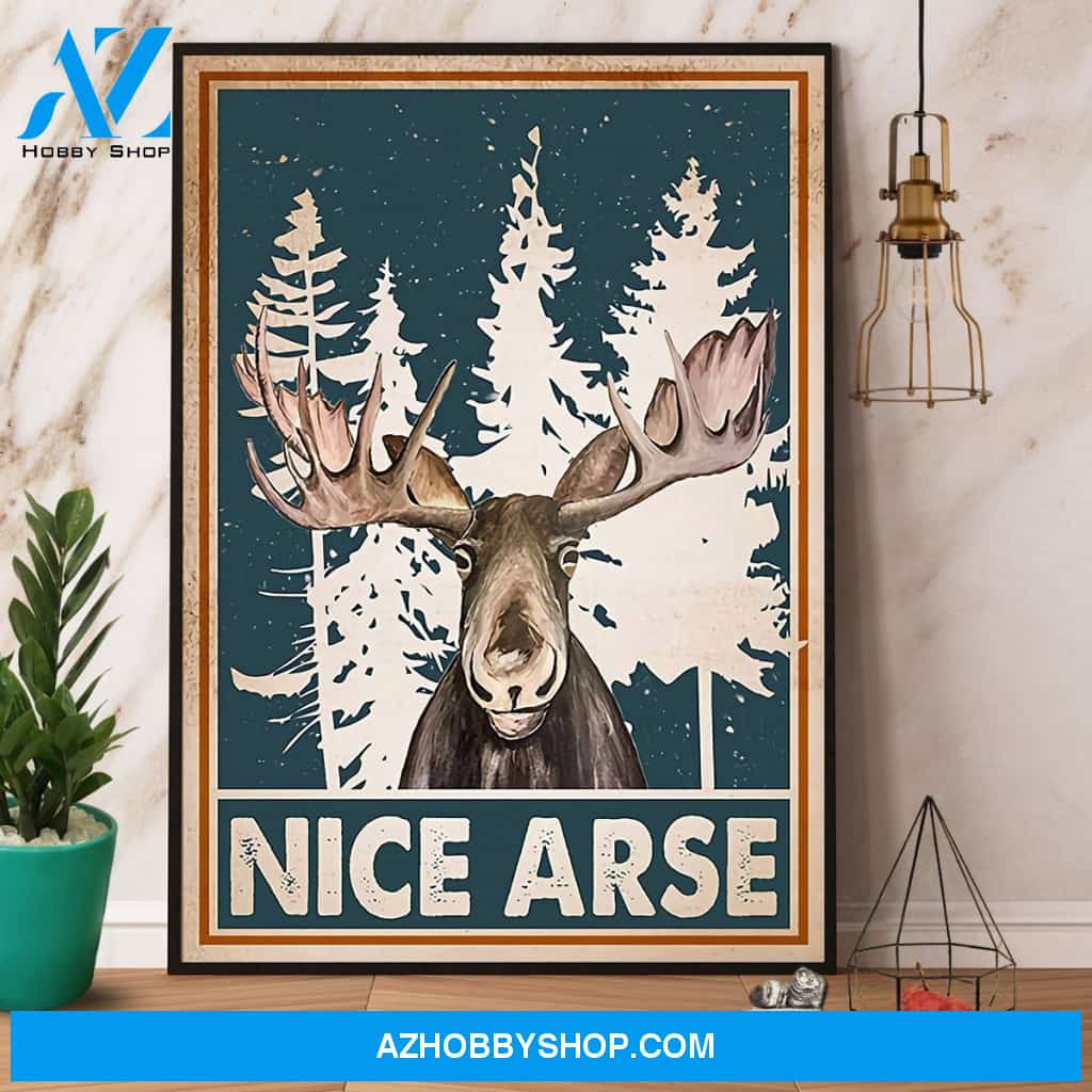 Nice Arse Funny Moose Smirking Toilet Bathroom Canvas And Poster, Wall Decor Visual Art