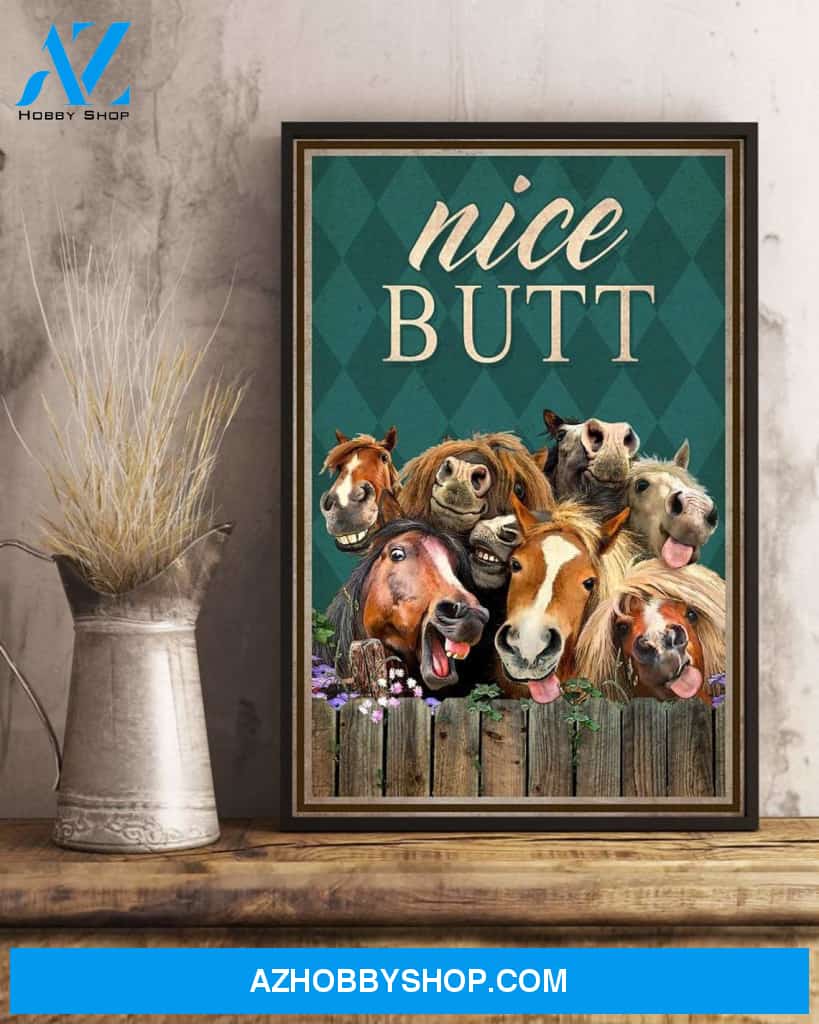 Nice Butt Canvas And Poster, Wall Decor Visual Art, Funny Horses Wall Art Print For Toilet Decor, Farmhouse Bathroom Decor, , Horse Lover Gift