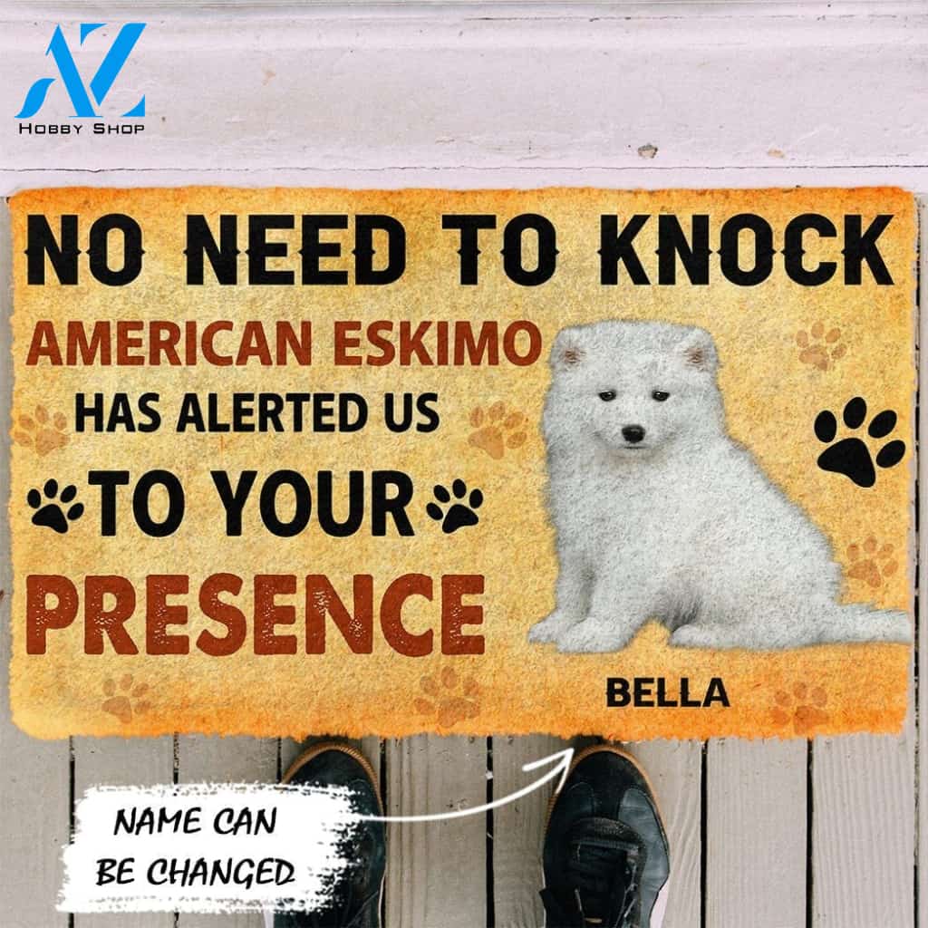 Gearhumans Gearhuman 3D No Need To Knock American Eskimo Dog Custom Name Doormat