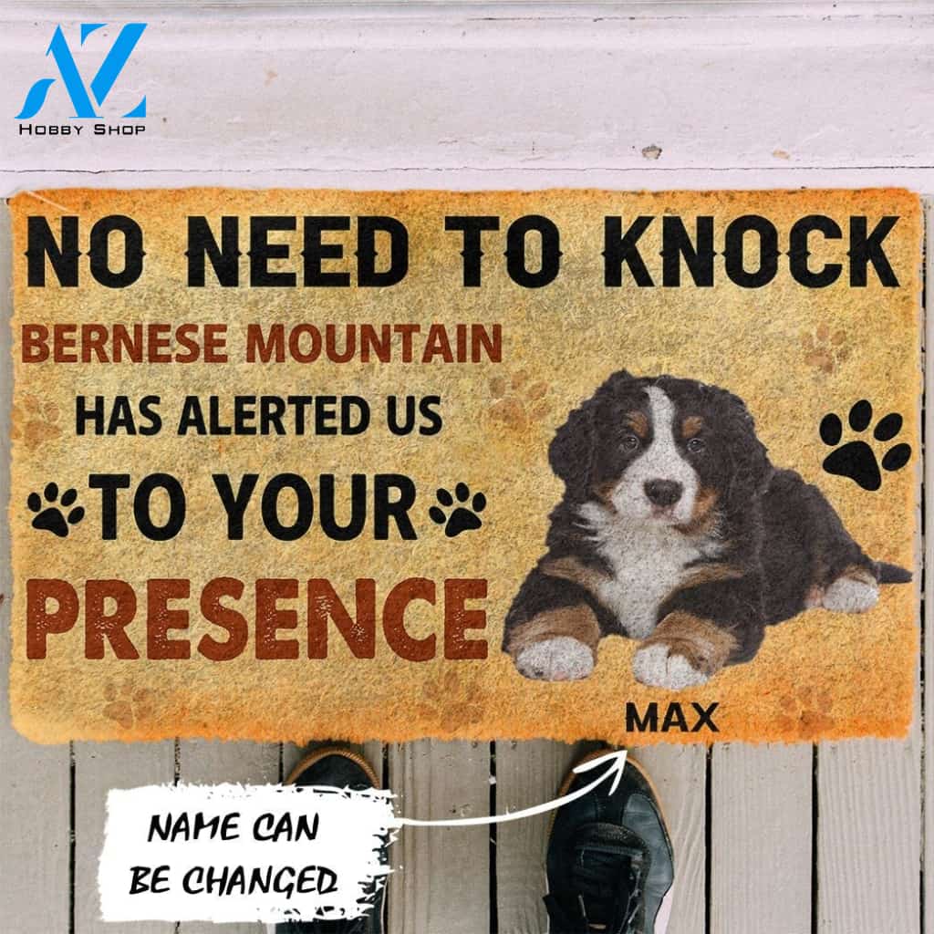 Gearhumans Gearhuman 3D No Need To Knock Bernese Mountain Dog Custom Name Doormat