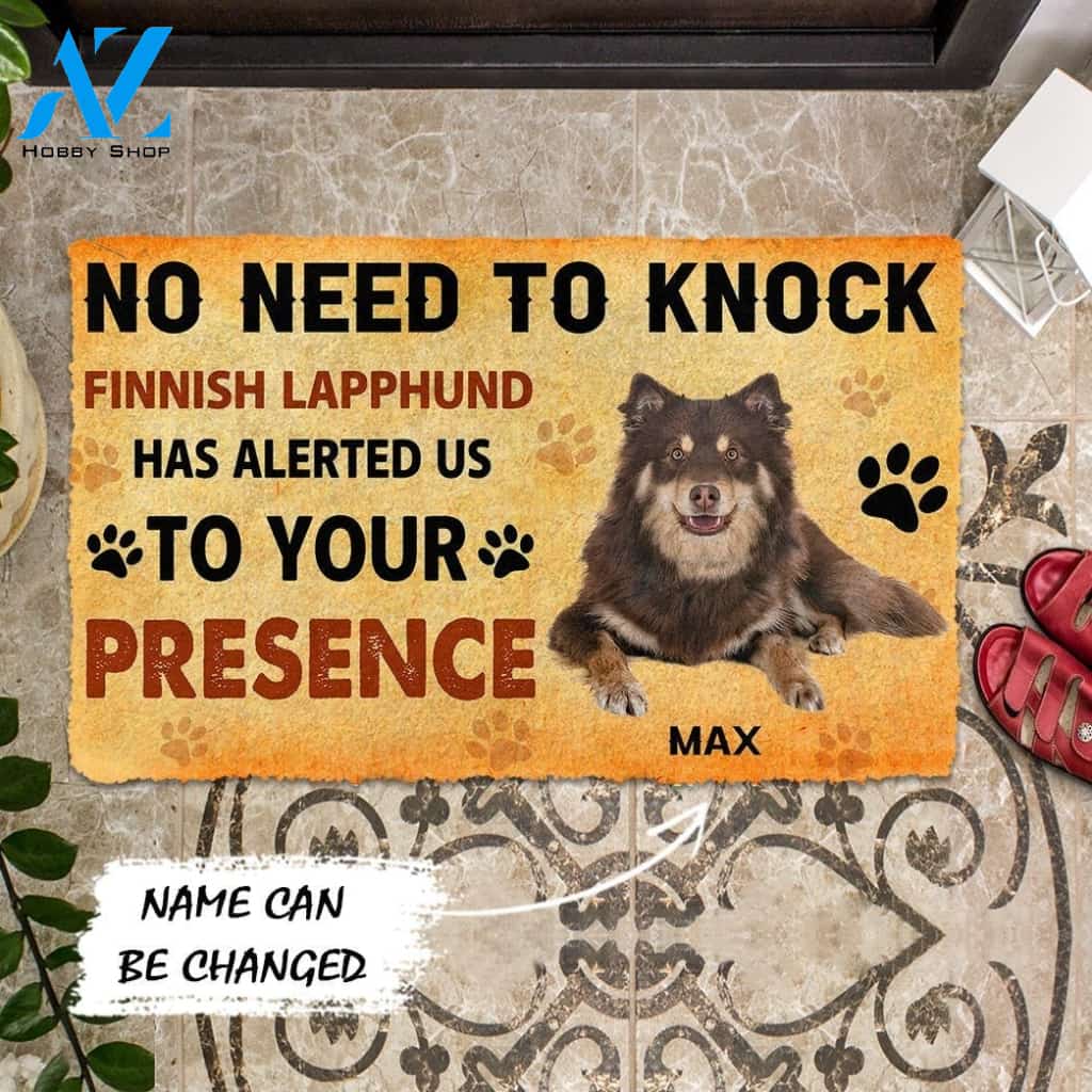Gearhumans Gearhuman 3D No Need To Knock Finnish Lapphund Dog Custom Name Doormat