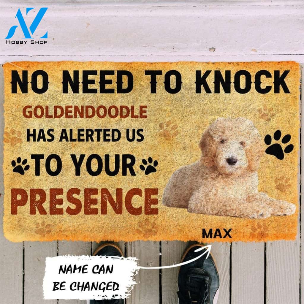 Gearhumans Gearhuman 3D No Need To Knock Goldendoodle Dog Custom Name Doormat