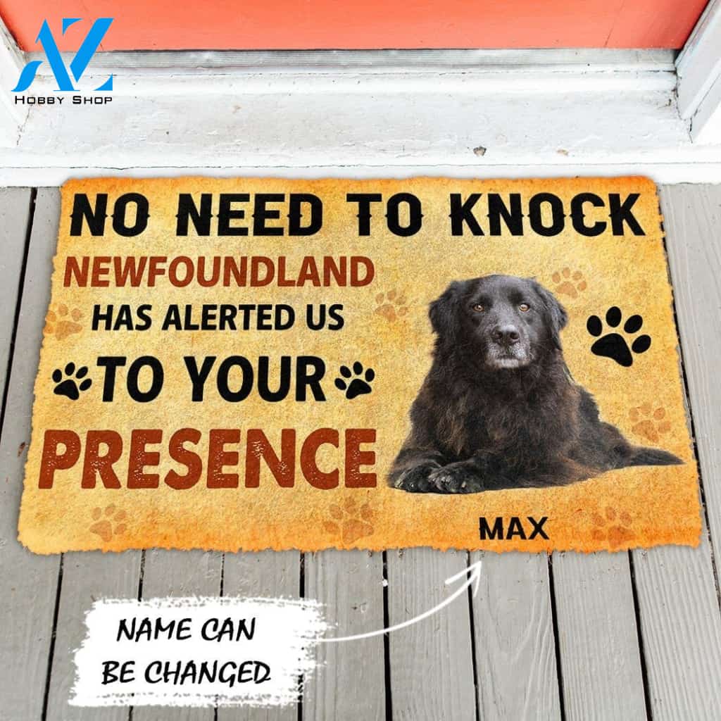 Gearhumans Gearhuman 3D No Need To Knock Newfoundland Dog Custom Name Doormat