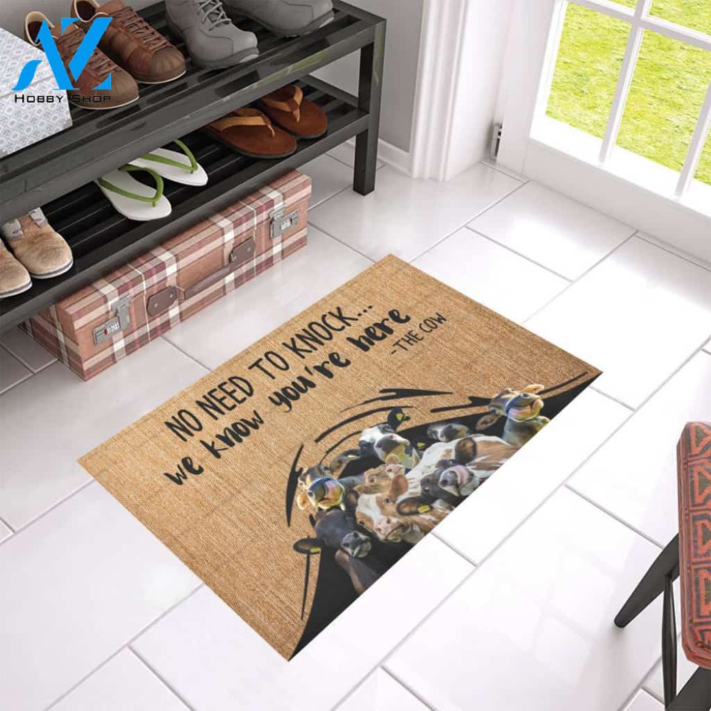 No Need To Knock We Know You're Here Indoor And Outdoor Doormat Warm House Gift Welcome Mat Gift For Cow Lovers Best Gift Idea For Farmer