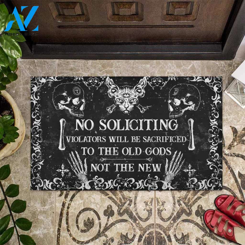 No Soliciting – Witch Easy Clean Welcome DoorMat | Felt And Rubber | 40x60 cm | 45x75 cm | 60x90 cm | Colorful | DO1188