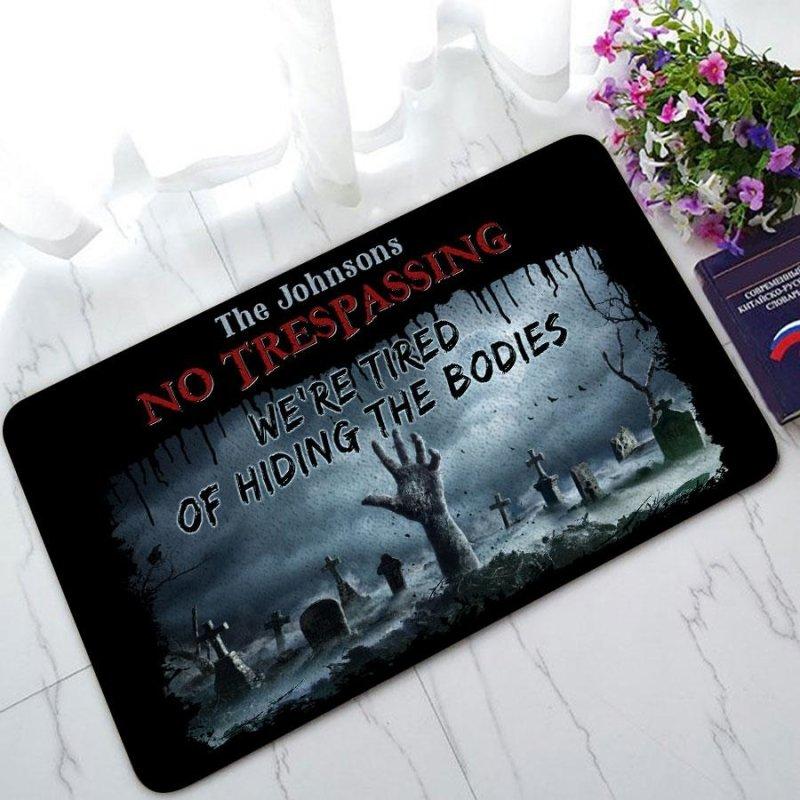 No Trespassing Personalized Halloween Doormat