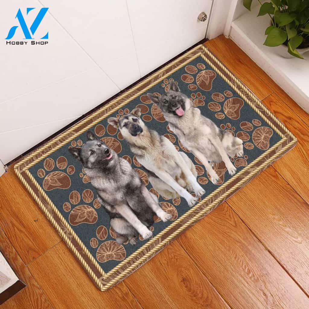 Norwegian Elkhound Flower Paw Doormat