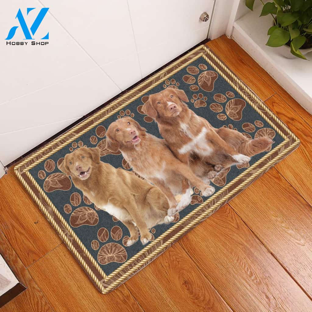 Nova Scotia Duck Tolling Retrieve Flower Paw H10828 - Door Mat | Welcome Mat | House Warming Gift