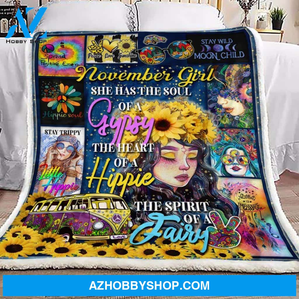November Hippie Girl Fleece Blanket