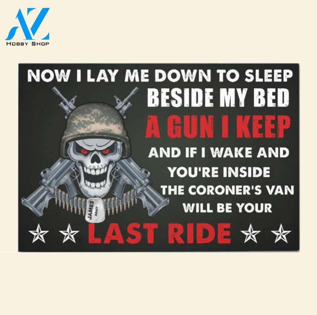 Now I Lay Me Down To Sleep - Custom Doormat - Gifts for Veterans, Soldiers - Skull and Guns