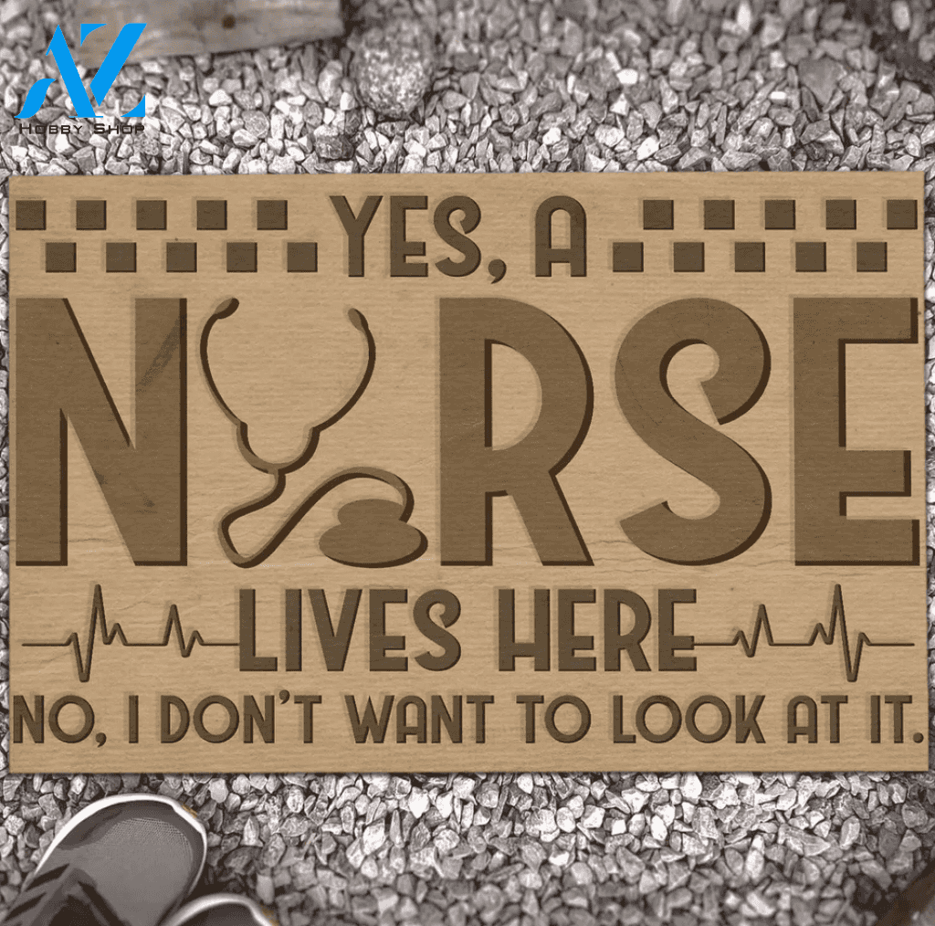 Nurse Lives Here Funny Doormat, Gift For Nurse, Gift For Friend Family, Birthday Gift Decor Warm House Gift Welcome Mat