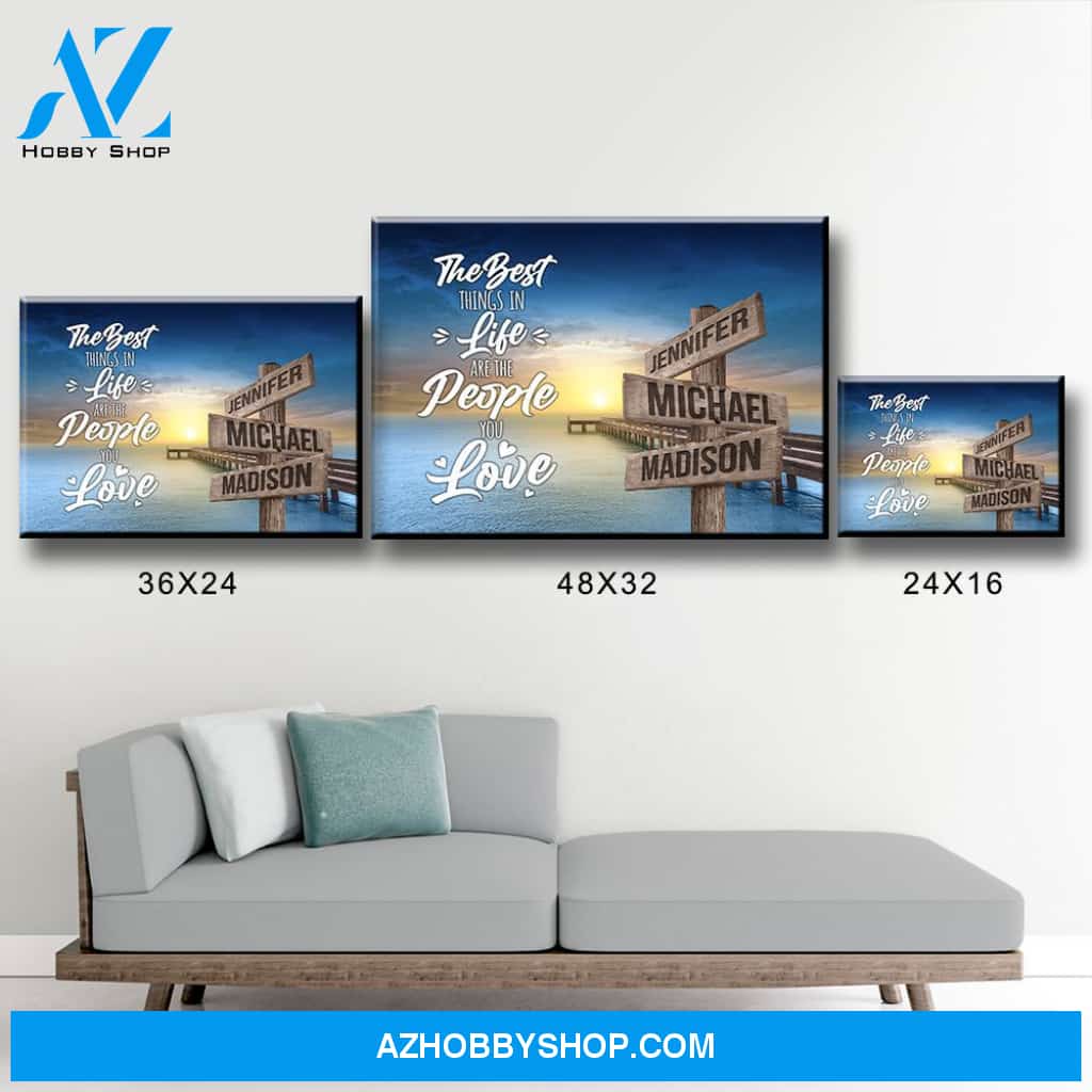 Ocean Dock Color Saying 3 Multi-Names Premium Canvas
