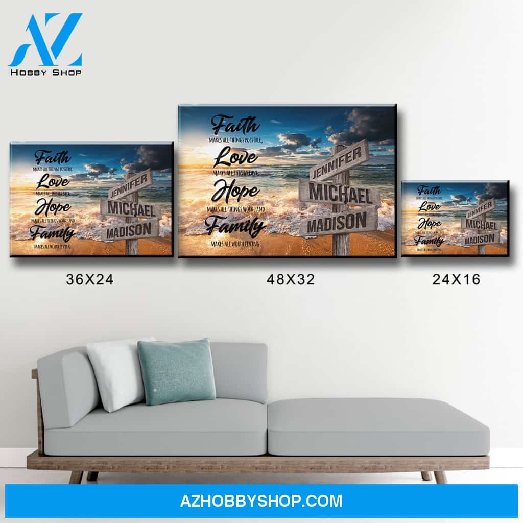 Ocean Sunset Faith Multi-Names Premium Canvas