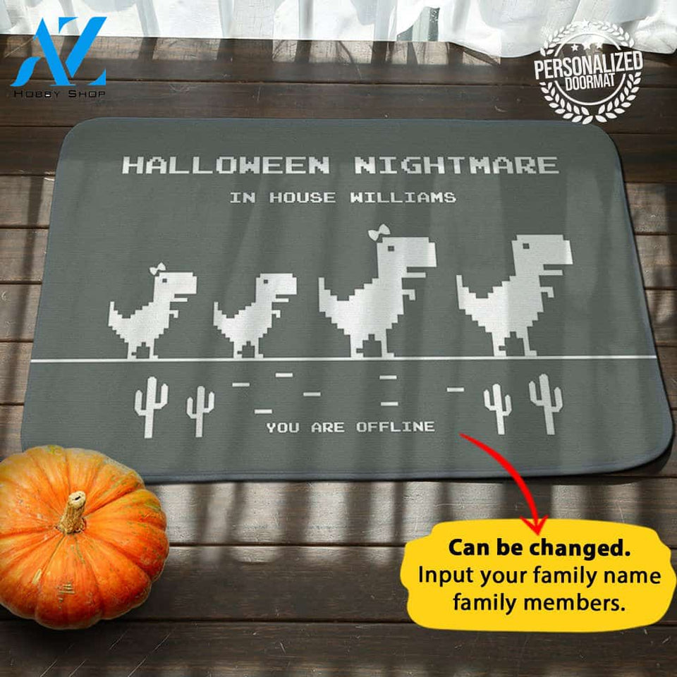 Offline Dinosaur Halloween Personalized Doormat