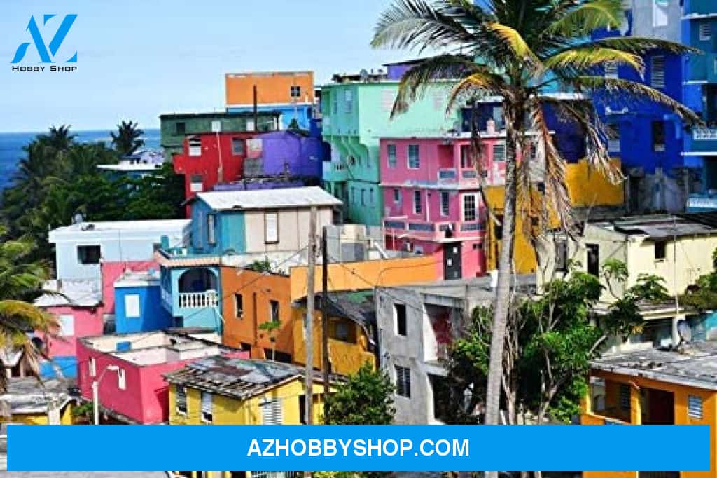 Old San Juan Puerto Rico - Colorful Houses & Palm Tree