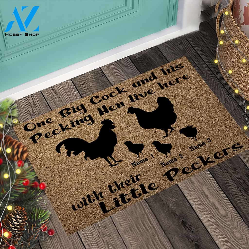 One Big Cock - Chicken Personalized Coir Pattern Print Doormat