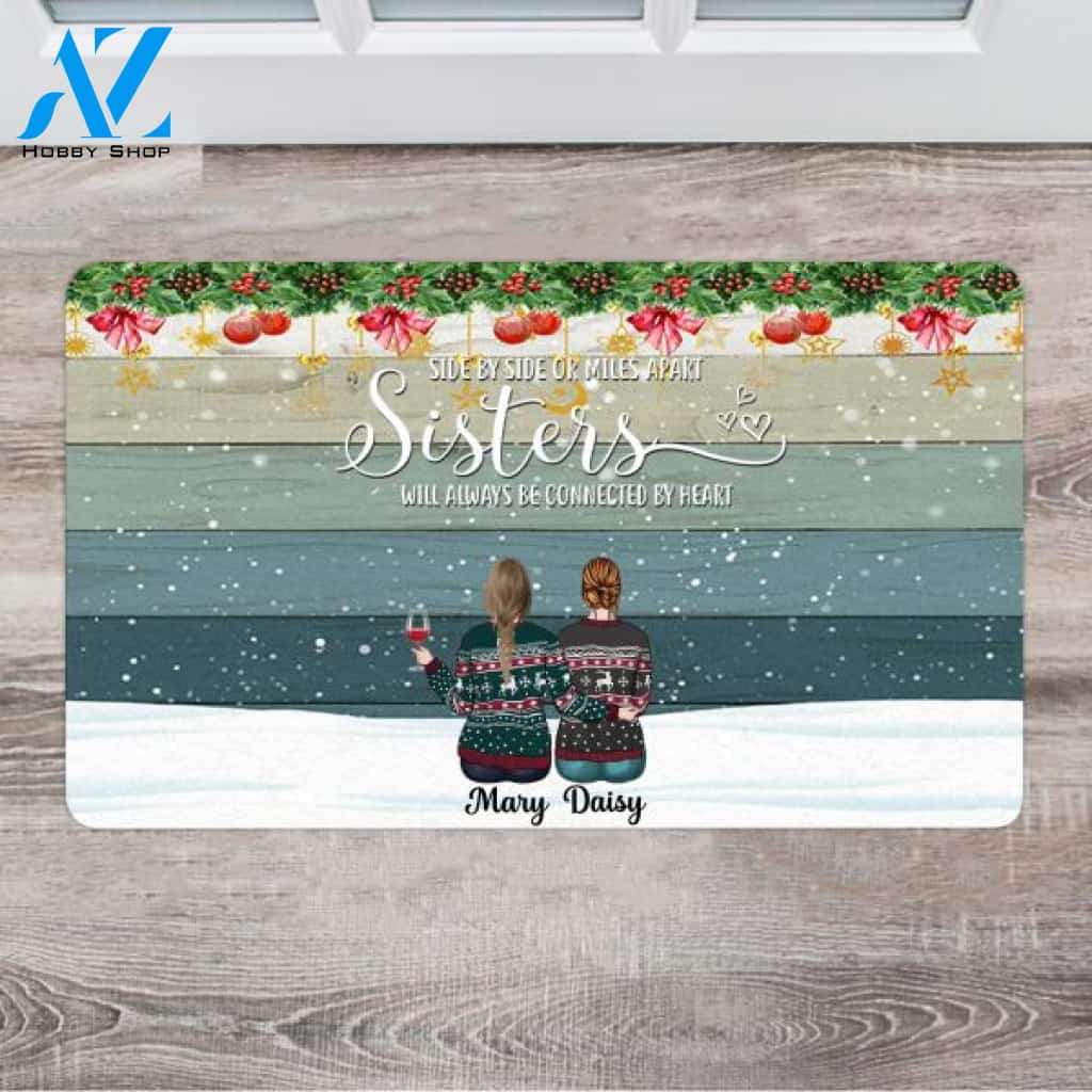 Personalized Outdoor Christmas Doormats - Cute Gifts For Sister - Up To 5 Girls