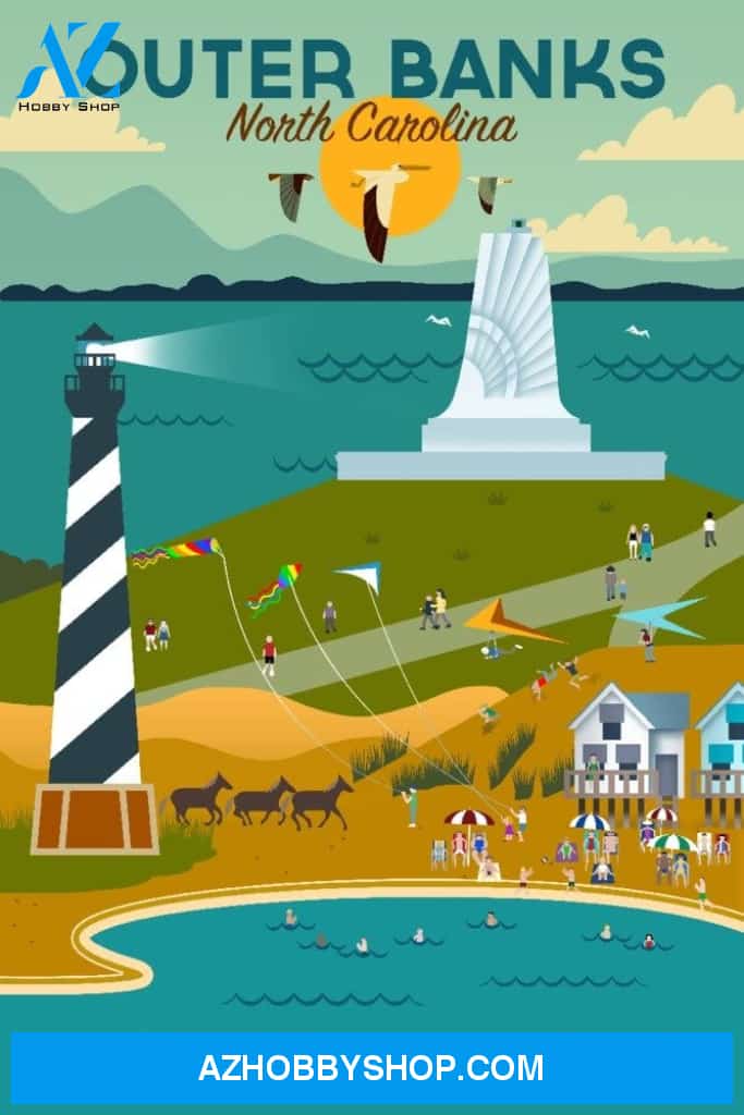 Outer Banks North Carolina Beach Ocean And Lighthouse Geometric