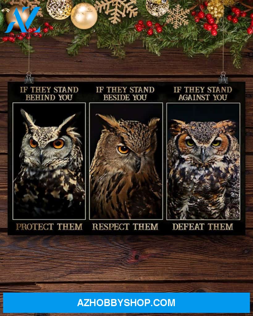 Owl If They Stand Behind You Protect Them Canvas Painting, Wall Decor Visual Art