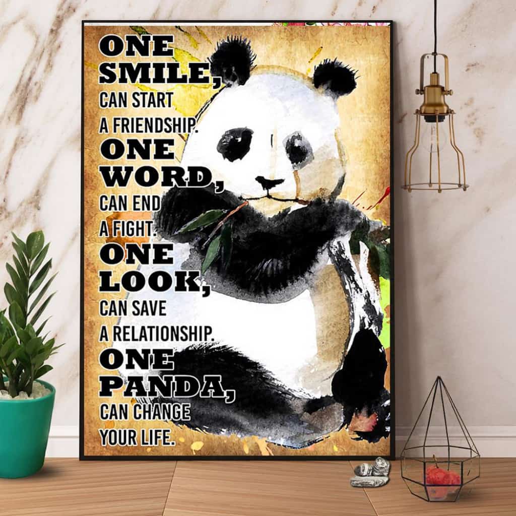 Panda One Smile One Word One Look One Panda Paper Poster No Frame Matte Canvas Wall Decor