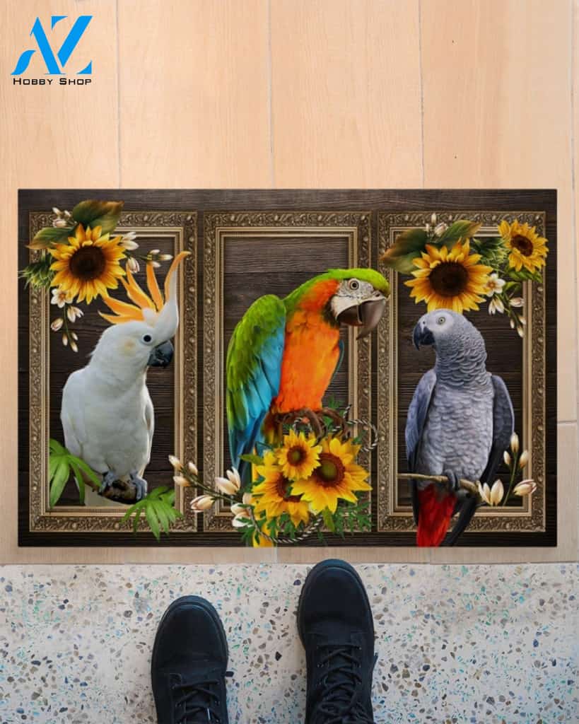 Parrot Lovely Sunflowers Indoor And Outdoor Doormat Gift For Parrot Lovers Birthday Gift Decor Warm House Gift Welcome Mat