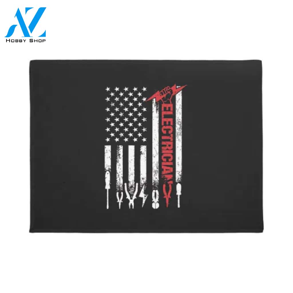 Patriotic Electrician American Flag Doormat Warm House Gift Welcome Mat Gift for Friend Family