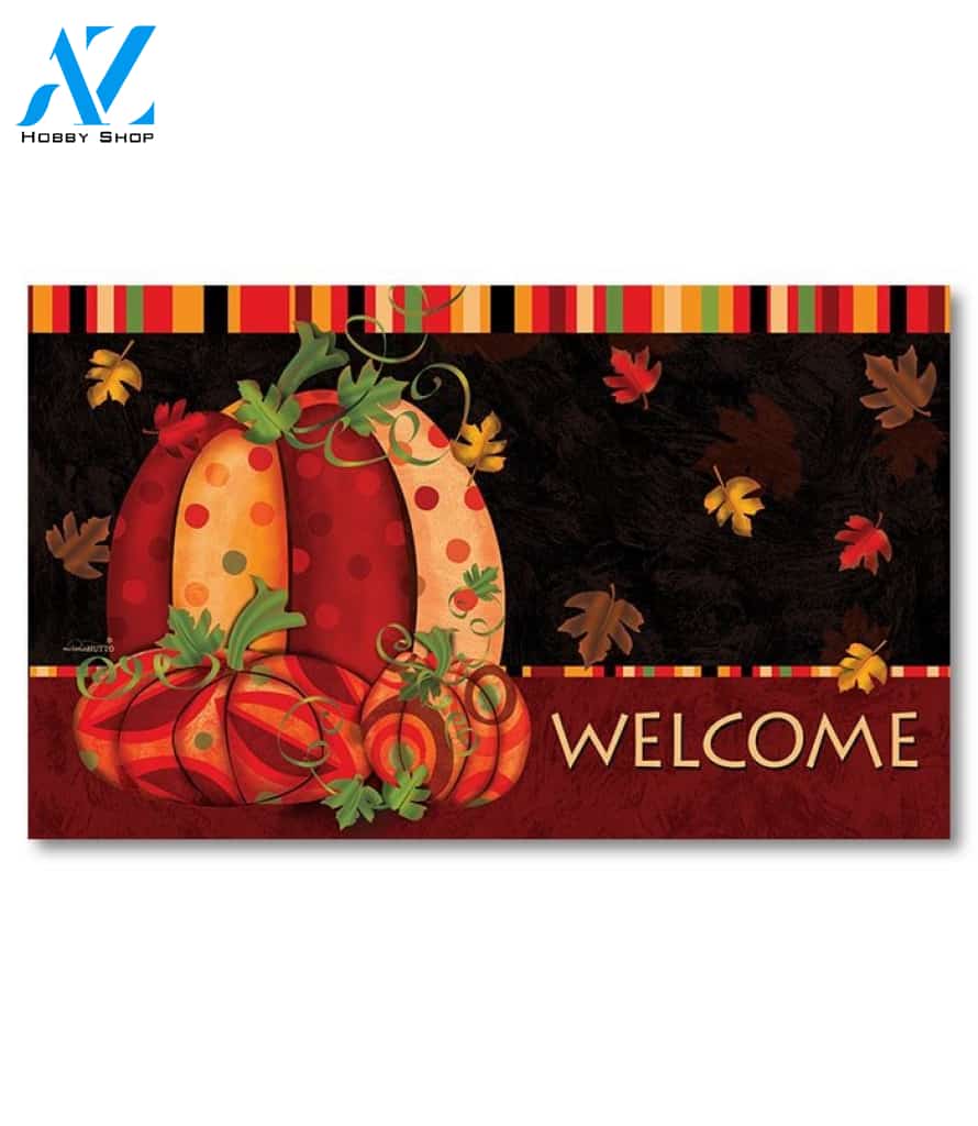 Patterned Pumpkin Welcome Doormat - 18" x 30"