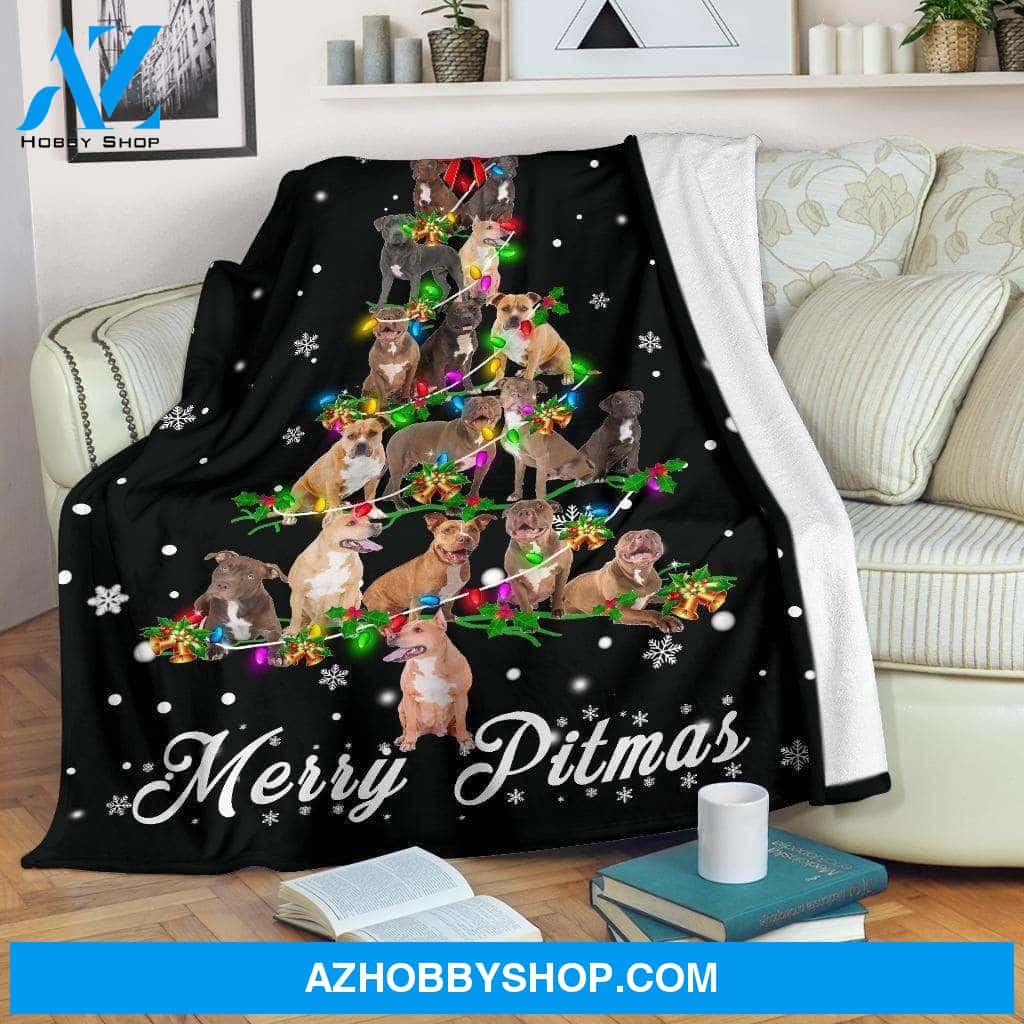 PB Dog Christmas Tree Funny Noel Blanket Gift For Dog Lovers Birthday Gift Home Decor Bedding Couch Sofa Soft and Comfy Cozy