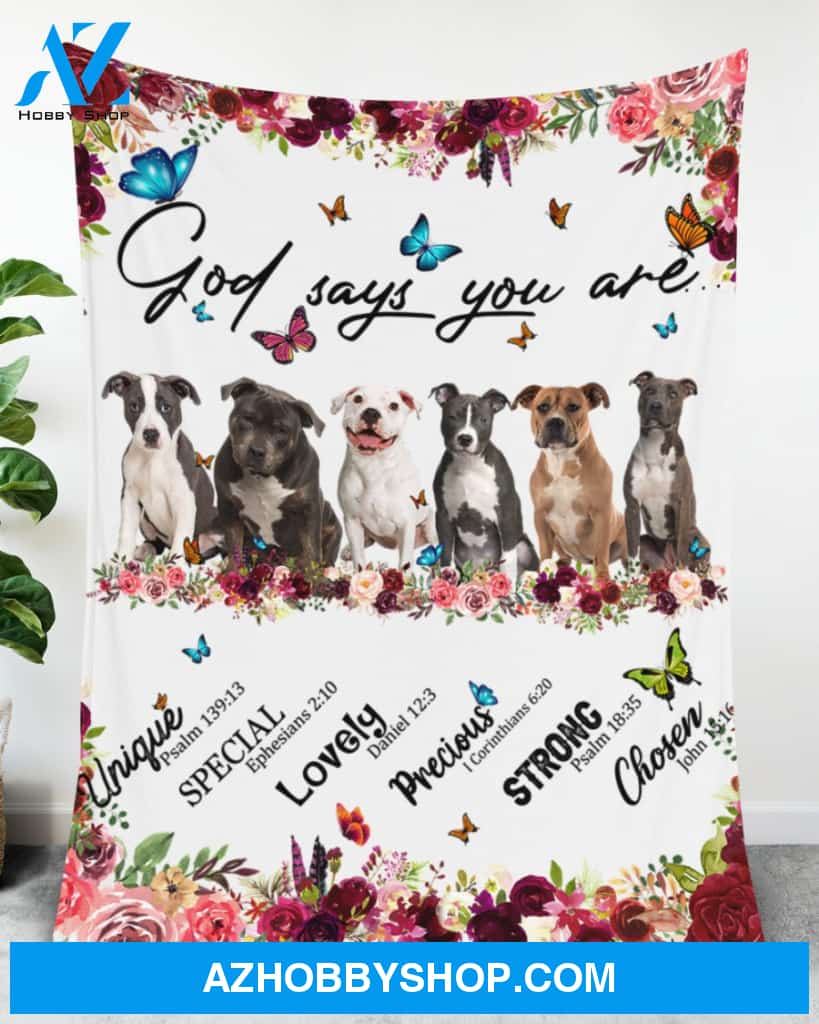 PB Dog - God Says You Are - Floral Butterflies Blanket Gift for Dog Lovers Birthday Gift Home Decor Bedding Couch Sofa Soft and Comfy Cozy