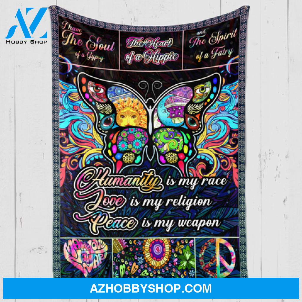Peace Is My Weapon - Humanity Love Peace Blanket For Hippie Gift For Famer Cow Lovers Couple Vanlentine's Day Decor