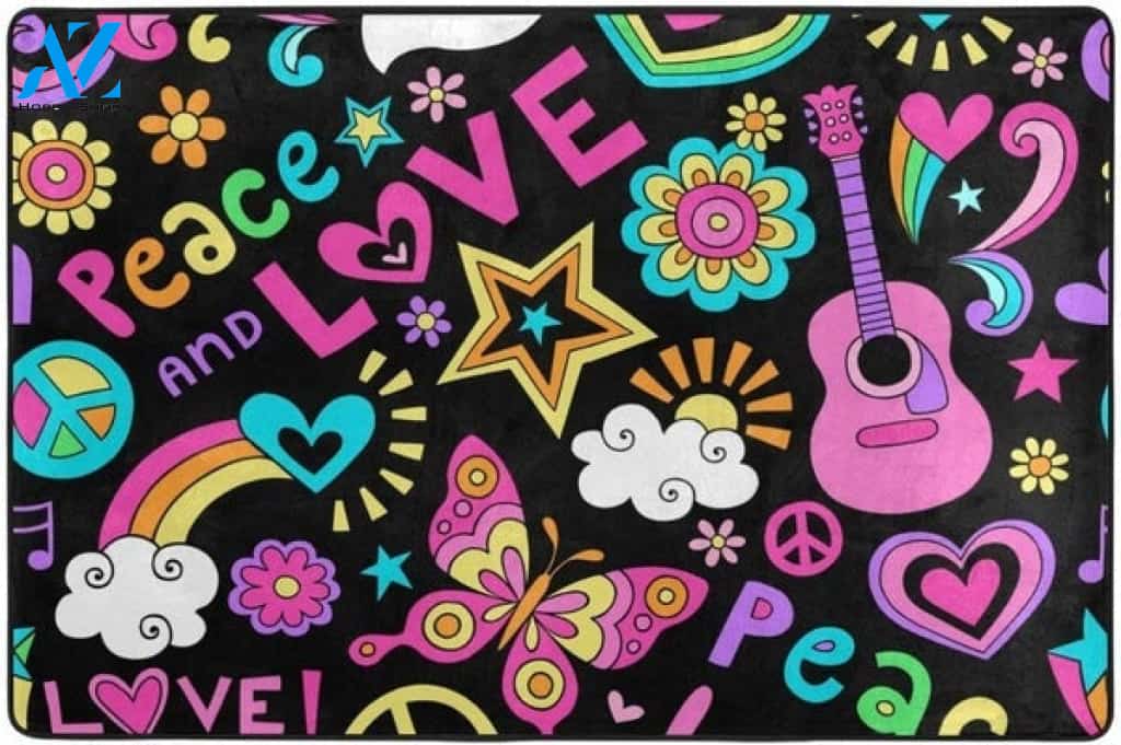 Peace Love Music Lightweight Area Rug Doormat Welcome Mat Housewarming Gift Home Decor Funny Doormat Gift For Music Lovers