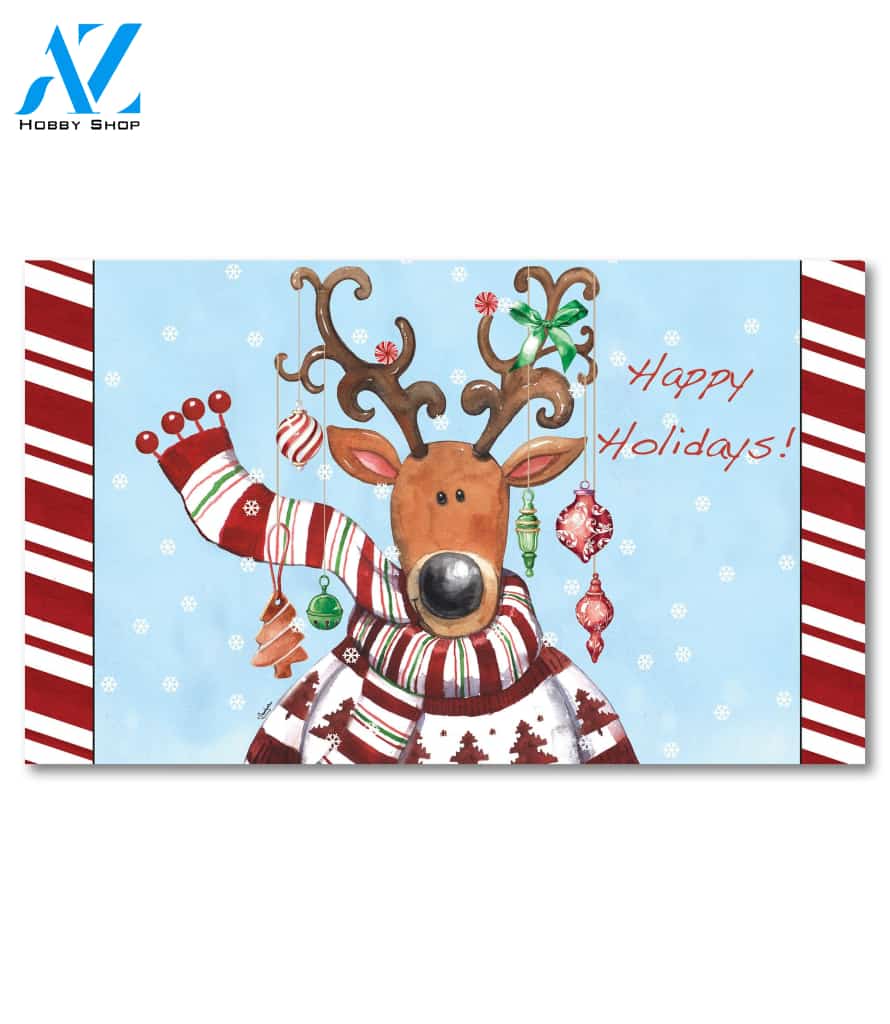 Peppermint Reindeer - Doormat - 18" x 30"
